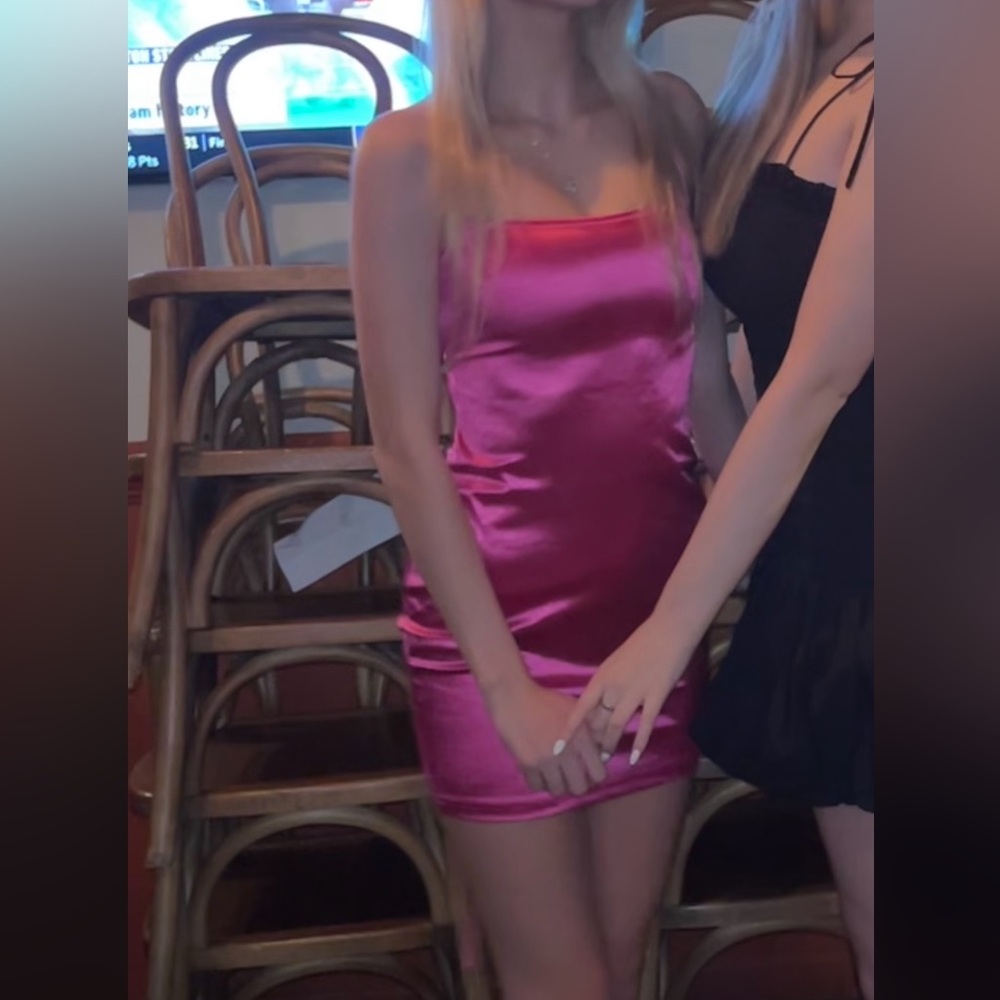 Pink Satin Mini Dress